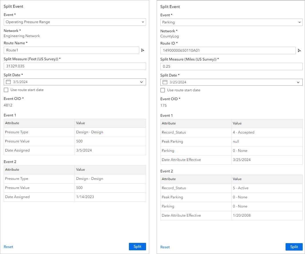 Split Event widget Split Event widget